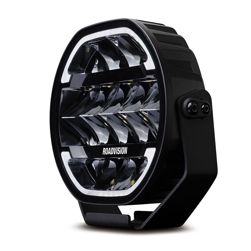 Roadvision RDL7800C LED driving light front view with white DRL