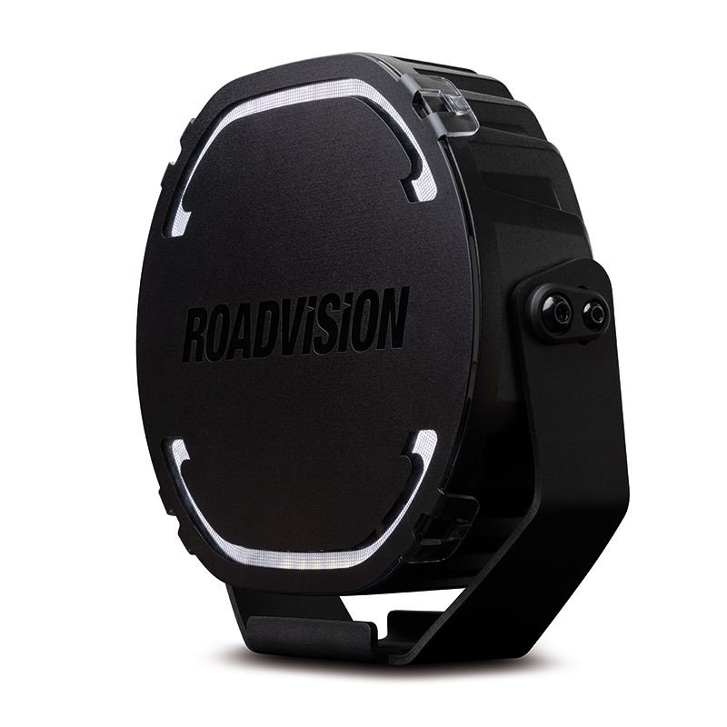 Roadvision RDL7800C LED driving light front view with cover fitted, white DRL
